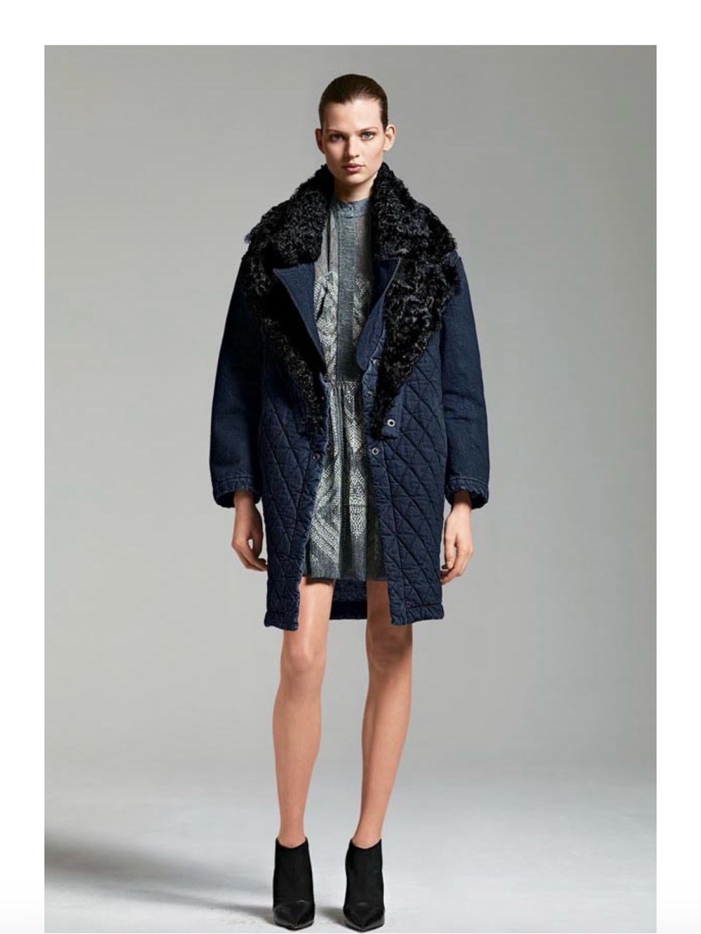 See By Chloe Navy Quilted Long Vest/ jacket NWT SIZE 44